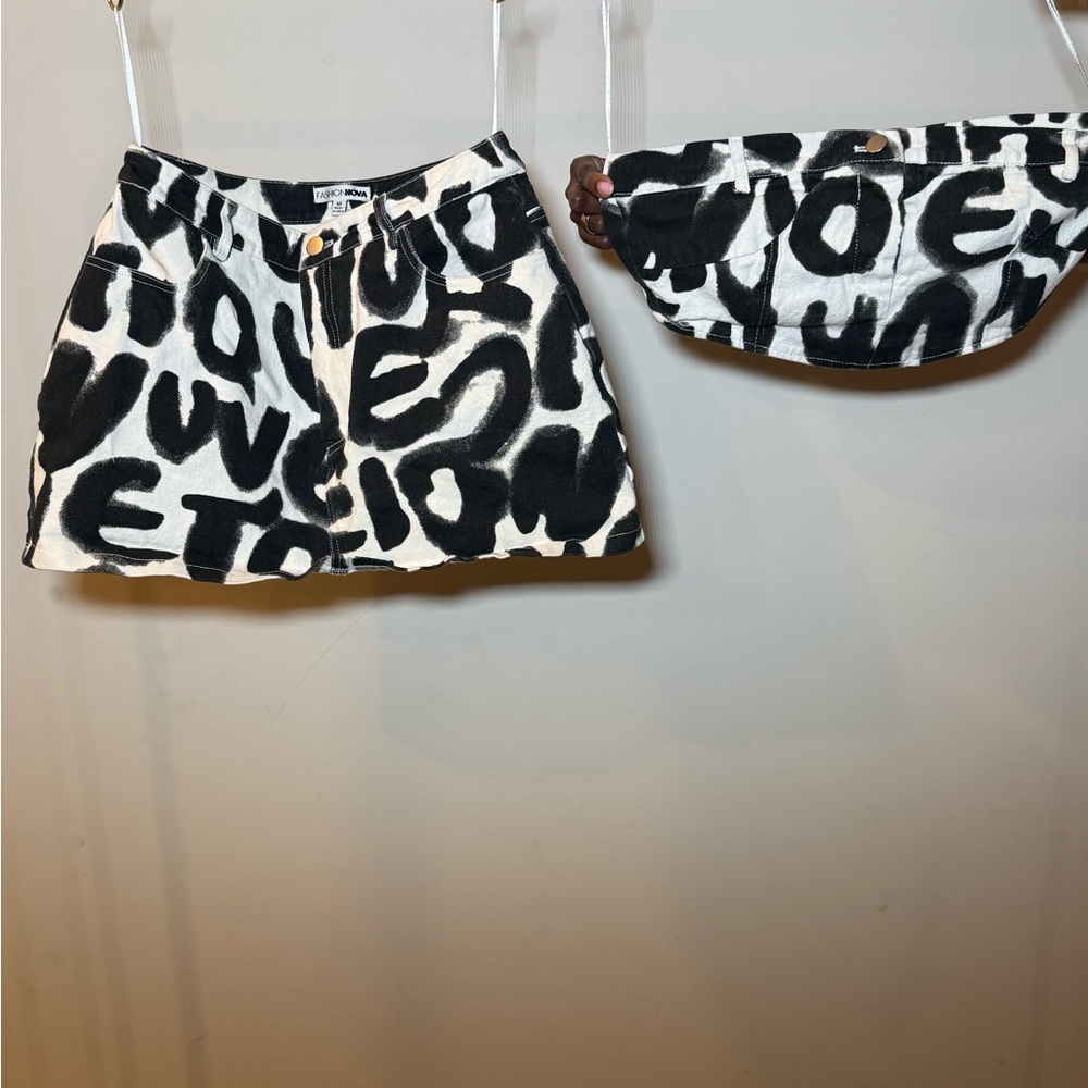 Fashion Nova Black and White Skirt Set